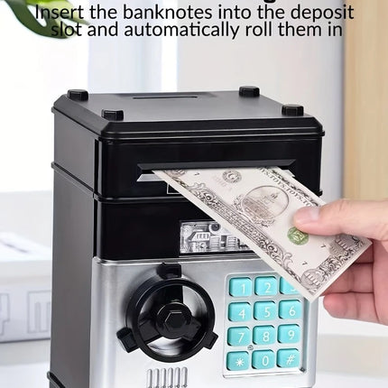 PINK Children's Password Piggy Bank, Stores Coins & Paper Money, Auto Roll-Up, Sound & Light Interaction, Fosters Good Savings Habits. Battery Not Included