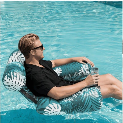 Water Floating Lounge Chair: Floating Pillow Design, Stable Sitting and Lying, Durable Oxford Fabric, Pool and Beach Vacation Companion.GREEN