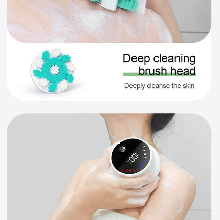 Multi-Function Electric Body Brush: 360° Rotation, Auto-Cleaning, 5 Brush Heads, 3-Speed Adjustment, Wet & Dry Use for Home Spa Experience.pink