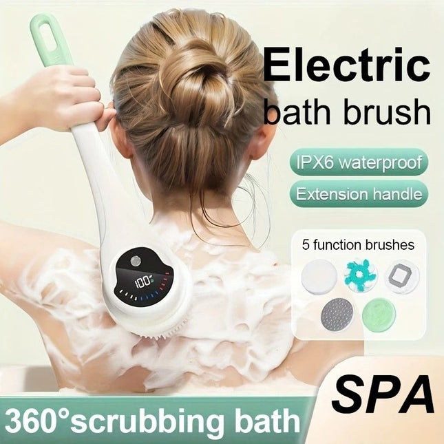 Multi-Function Electric Body Brush 360 Degree Rotation Auto-Cleaning 5 Brush Heads 3-Speed Adjustment Wet – product detail