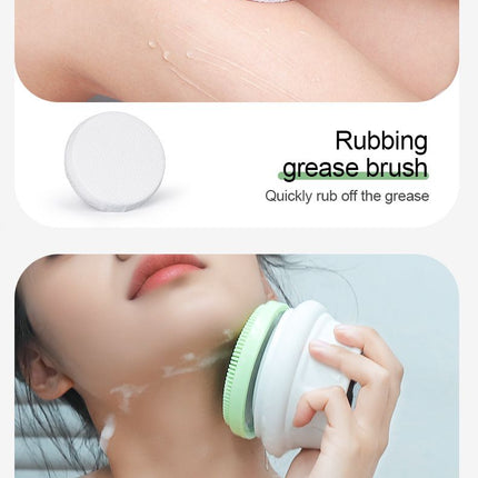 Multi-Function Electric Body Brush: 360° Rotation, Auto-Cleaning, 5 Brush Heads, 3-Speed Adjustment, Wet & Dry Use for Home Spa Experience.GREEN