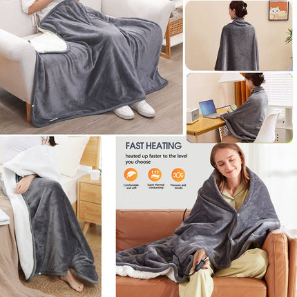 3-Setting Electric Heating Shawl | USB Rapid Warming, Portable & Machine Washable, Multifunctional Warming Blanket for Home, Office & Travel