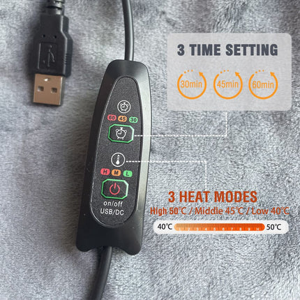 3-Setting Electric Heating Shawl | USB Rapid Warming, Portable & Machine Washable, Multifunctional Warming Blanket for Home, Office & Travel