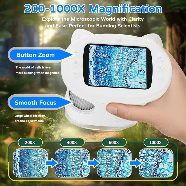 Children's 1000X Digital Microscope 2.4 Inch IPS Screen Portable Mini LED Microscope with Photo Video and – product detail
