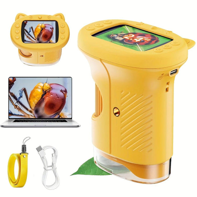 Children's 1000X Digital Microscope 2.4 Inch IPS Screen Portable Mini LED Microscope with Photo Video and