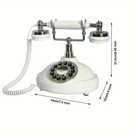European Retro Desktop Phone: Classic design meets modern utility, perfect for home and office, reviving elegant call moments.(White button)