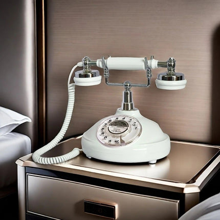 European Retro Desktop Phone: Classic design meets modern utility, perfect for home and office, reviving elegant call moments.(White button)