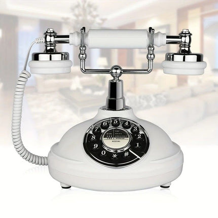 European Retro Desktop Phone: Classic design meets modern utility, perfect for home and office, reviving elegant call moments.(White button)