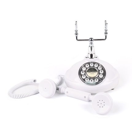 European Retro Desktop Phone: Classic design meets modern utility, perfect for home and office, reviving elegant call moments.(White turntable)