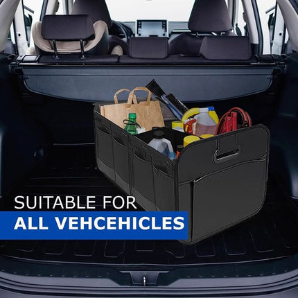 1 Car Trunk Organizer, Automotive Storage, Reinforced Handle, Foldable Multi-Compartment Car Organizer, 600D Oxford Fabric, Suitable for Any Car, SUV, Minivan, Vehicle Storage.BLACK