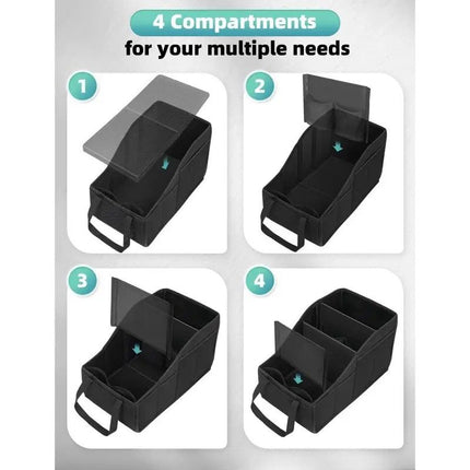 Car Multi-Compartment Organizer: Non-Slip & Spacious, 4-Section Storage for a Tidy Interior
