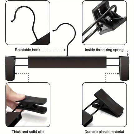30-Pack Multi-Purpose Adjustable Pant Hangers: Thickened Non-Slip Clips, 360° Rotating Hook, Adjustable Width, Suitable for Organizing and Drying Various Clothes, Towels, and More.