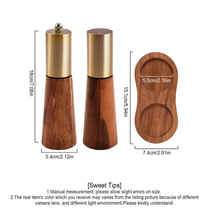 Salt and Pepper Grinder Set with Wooden Base Stainless Steel Manual Salt and Pepper Mills Adjustable Coarseness for Kitchen BBQ Picnic.(silver)