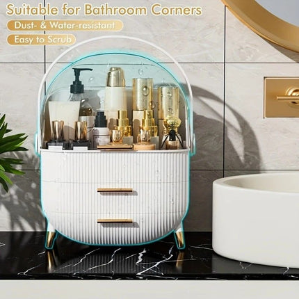 Transparent Flip-top Cosmetic Storage Box: Dustproof, Waterproof, Multi-layer Drawer Organizer, Portable Storage Essential for Desktop and Bathroom.pink