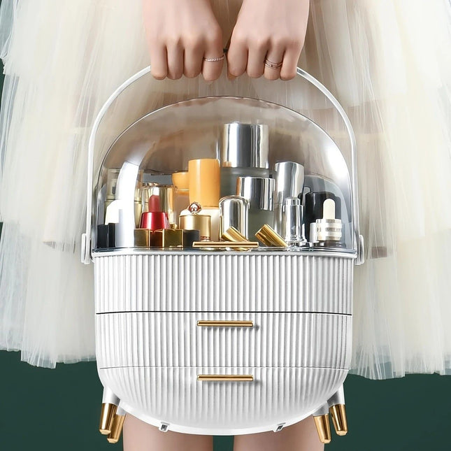 Transparent Flip-top Cosmetic Storage Box Dustproof Waterproof Multi-layer Drawer Organizer Portable