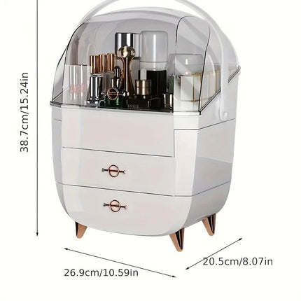 BLACK Luxury Transparent Flip-top Cosmetic Organizer, Large Capacity with Smart Compartments, Dustproof & Silent Drawers, Essential for a Neat Vanity.