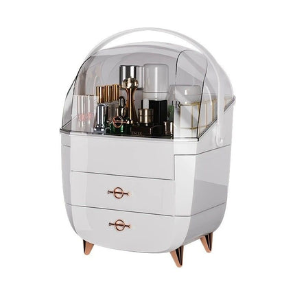 BLACK Luxury Transparent Flip-top Cosmetic Organizer, Large Capacity with Smart Compartments, Dustproof & Silent Drawers, Essential for a Neat Vanity.