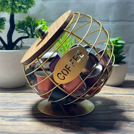 1pc Unique Coffee Capsule Basket Iron Coffee Pod Holder with Slanted Design for Home Bar and Cafe Display.golden