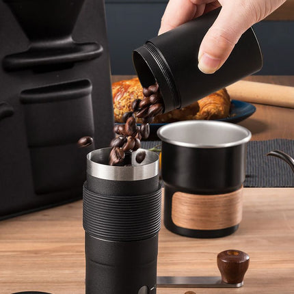 6-Piece Pour Over Coffee Set, Coffee Machine Gift Box, Pour Over Coffee Kettle, Coffee Cup, Coffee Bean Grinder Set.black