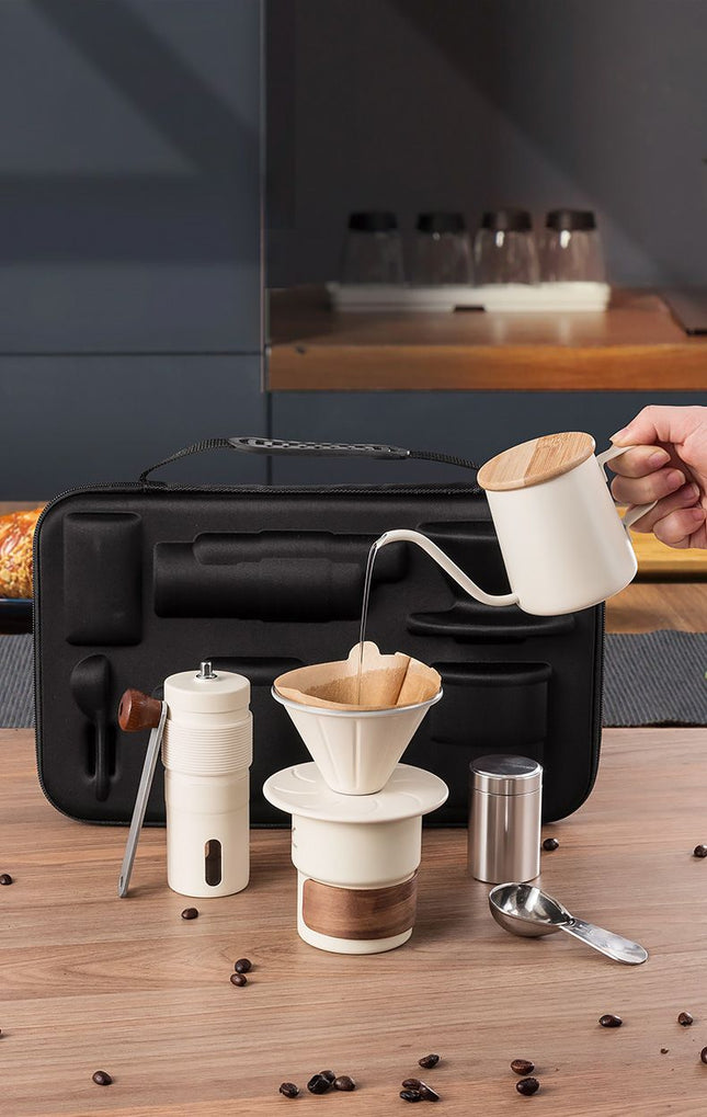 6-Piece Pour Over Coffee Set Coffee Machine Gift Box Pour Over Kettle Cup Bean Grinder V1232-KFLXTZ002