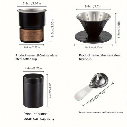 6-Piece Pour Over Coffee Set, Coffee Machine Gift Box, Pour Over Coffee Kettle, Coffee Cup, Coffee Bean Grinder Set.WHITE