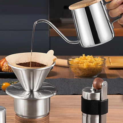 6-Piece Pour Over Coffee Set, Coffee Machine Gift Box, Pour Over Coffee Kettle, Coffee Cup, Coffee Bean Grinder Set.inherent/true qualities