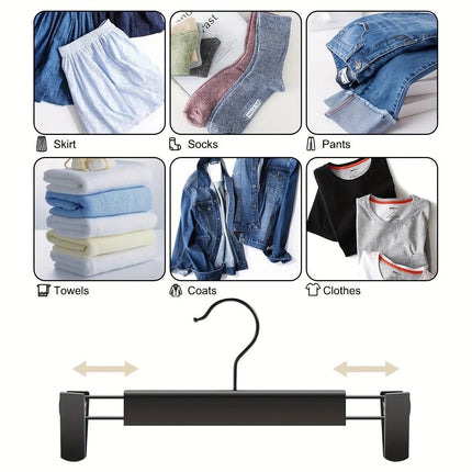 10-Pack Multi-Purpose Adjustable Pant Hangers: Thickened Non-Slip Clips, 360° Rotating Hook, Adjustable Width, Suitable for Organizing and Drying Various Clothes, Towels, and More.