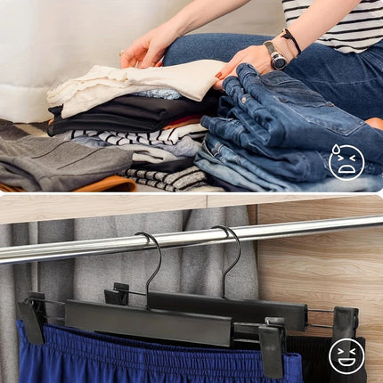 10-Pack Multi-Purpose Adjustable Pant Hangers: Thickened Non-Slip Clips, 360° Rotating Hook, Adjustable Width, Suitable for Organizing and Drying Various Clothes, Towels, and More.