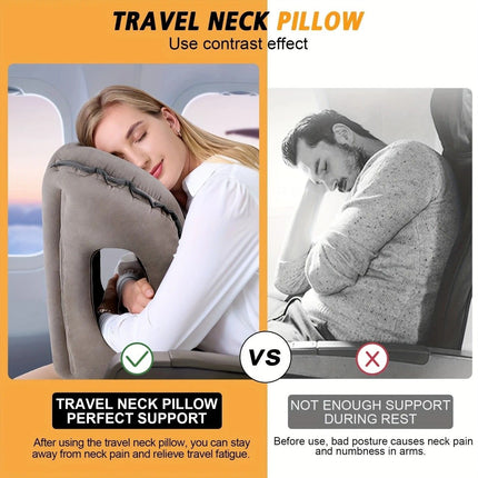 Inflatable Travel Pillow | Multi-Scene Ergonomic Design, 3-Second Inflate/Deflate, Relieves Travel Fatigue.BLUE