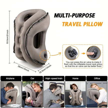 Inflatable Travel Pillow | Multi-Scene Ergonomic Design, 3-Second Inflate/Deflate, Relieves Travel Fatigue.BLUE