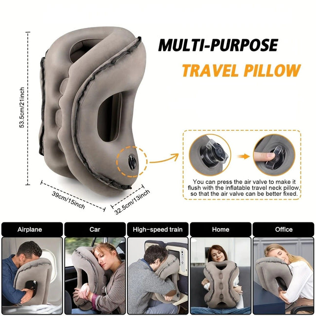 Inflatable Travel Pillow Multi-Scene Ergonomic Design 3-Second Inflate/Deflate Relieves Travel – product detail
