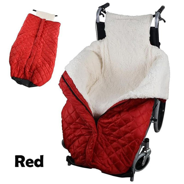 Winter Elderly Wheelchair Heating Blanket Windproof & Fleece-Lined Ideal for Both Outings and Home Use(red)