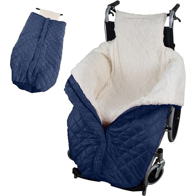 Winter Elderly Wheelchair Heating Blanket Windproof & Fleece-Lined Ideal for Both Outings and Home Use(navy