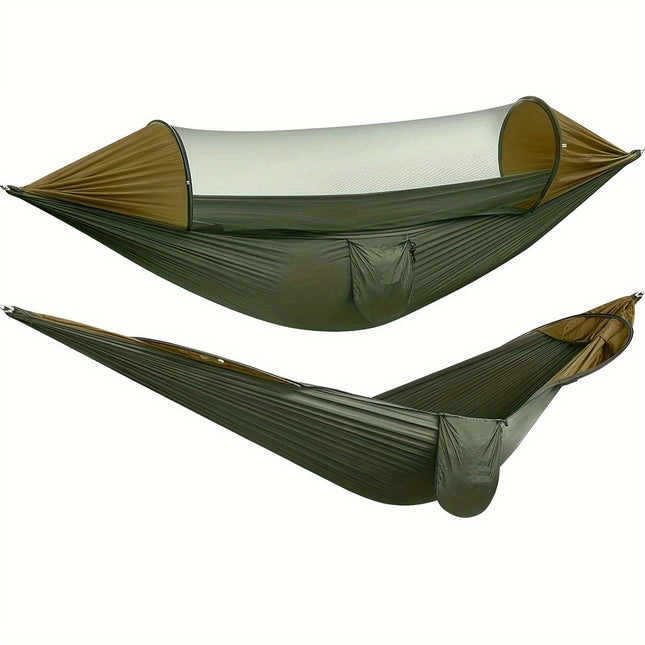 Sun-Protection Outdoor Hammock 2-in-1 Detachable Mosquito Net Portable Camping Essential.pitch green