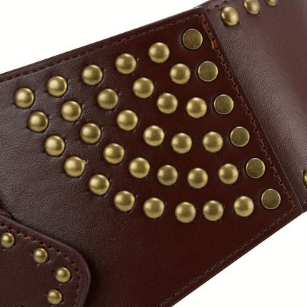 Women's Punk-Style PU Belt: Metal Stud and Buckle Decoration, Daily Streetwear Personality Accessory（Black bronze rivet）