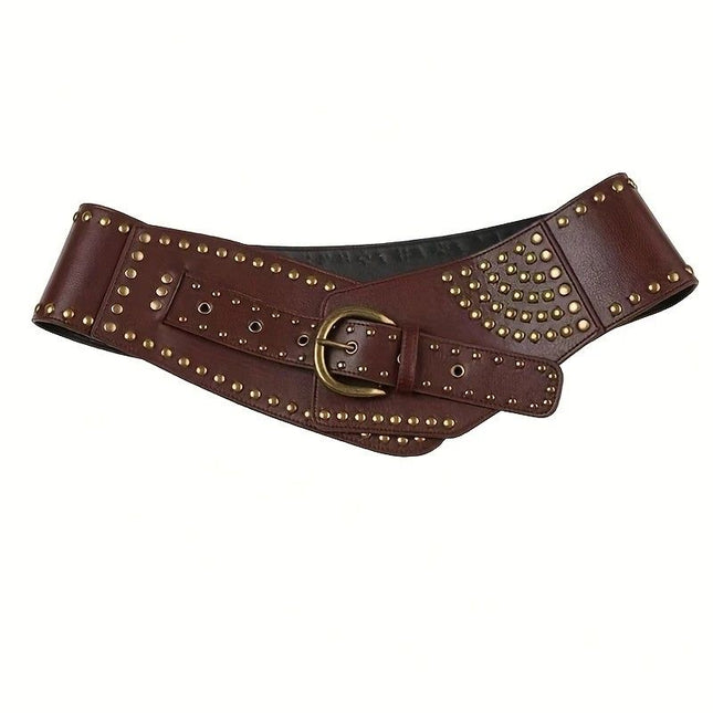Women's Punk-Style PU Belt Metal Stud and Buckle Decoration Daily Streetwear Personality Accessory(Bright – product detail