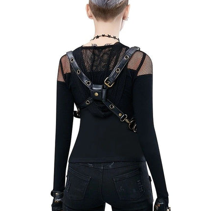 Steampunk-style Adjustable Waist Bag: Retro Chains and Rivets Decoration, PU Leather Multi-function Shoulder Crossbody Bag for Trendy Matching