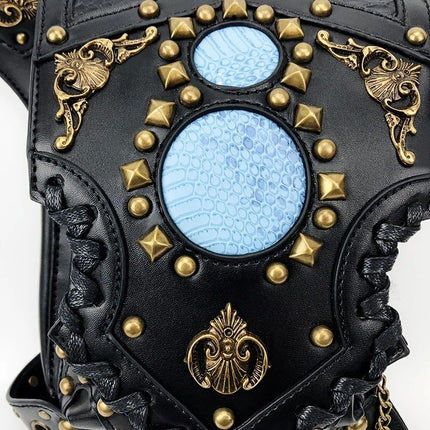 Steampunk-style Adjustable Waist Bag: Retro Chains and Rivets Decoration, PU Leather Multi-function Shoulder Crossbody Bag for Trendy Matching