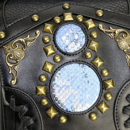Steampunk-style Adjustable Waist Bag: Retro Chains and Rivets Decoration, PU Leather Multi-function Shoulder Crossbody Bag for Trendy Matching
