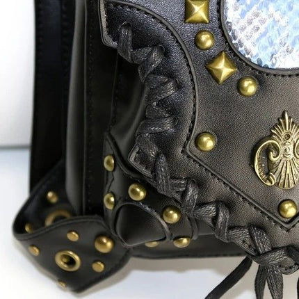 Steampunk-style Adjustable Waist Bag: Retro Chains and Rivets Decoration, PU Leather Multi-function Shoulder Crossbody Bag for Trendy Matching