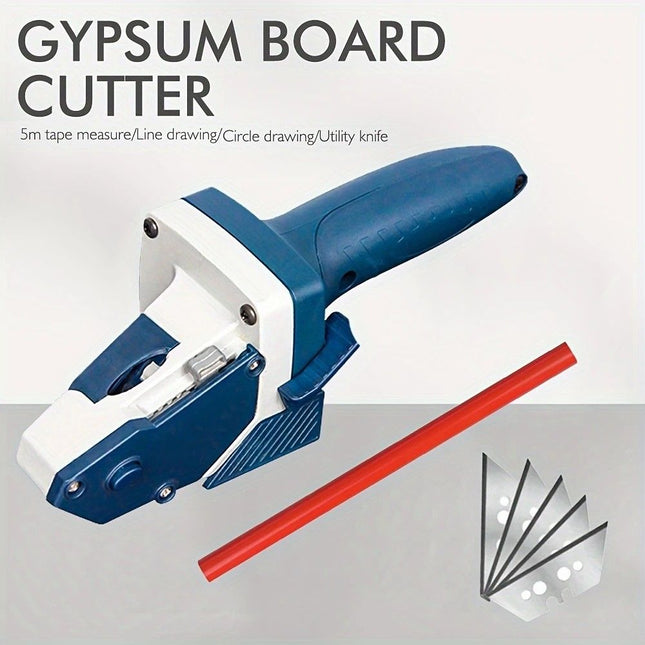 Professional Gypsum Board Cutter Kit with 5m Tape Measure & 5 Spare Blades Aluminum TPR V1232-QGJ001