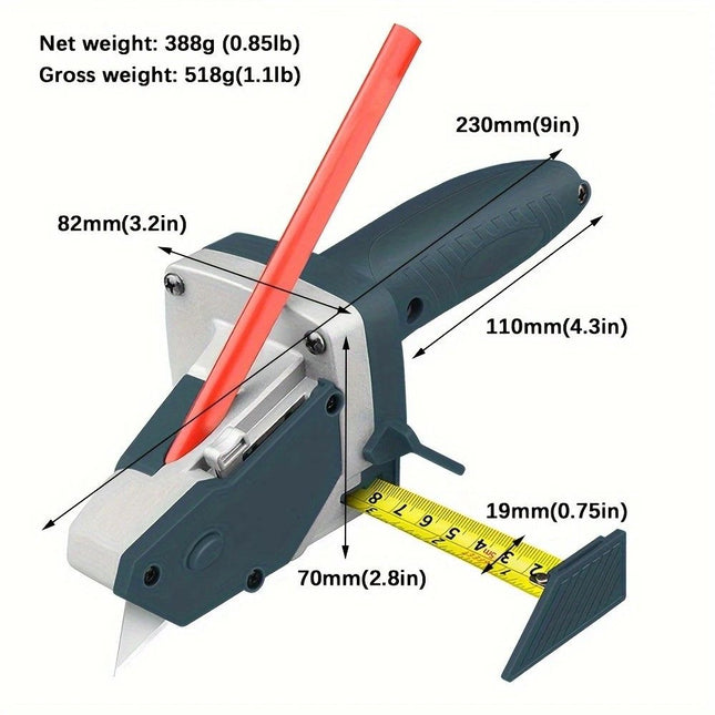 Professional Gypsum Board Cutter Kit with 5m Tape Measure & 5 Spare Blades Aluminum TPR – product detail
