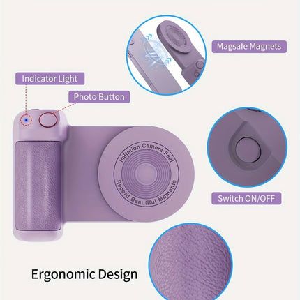 Magnetic Phone Photography Grip | Compatible with iPhone & Android, 360° Fill Light with Bluetooth Remote, Ideal for Live Streaming & Vlogging