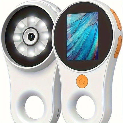 2 Inch 500X HD Portable Handheld Digital Microscope with Screen USB Connect to Computer for Plant Insect Repair Inspection.WHITE