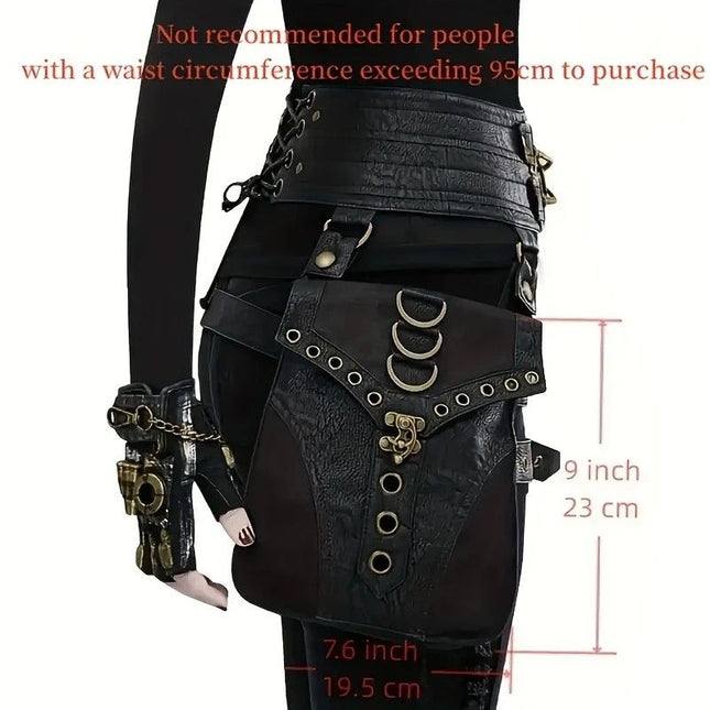 Steampunk PU Leather Waist Bag Adjustable Waist Size with Rivet Detailing Versatile as a Retro – product detail