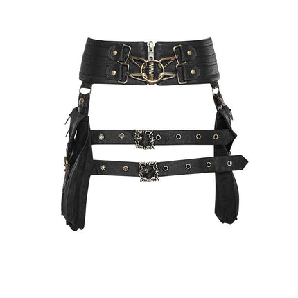 Steampunk PU Leather Waist Bag: Adjustable Waist Size with Rivet Detailing, Versatile as a Retro Leg Bag or Belt, Unisex for Motorcycle Riding and Stylish Outfits