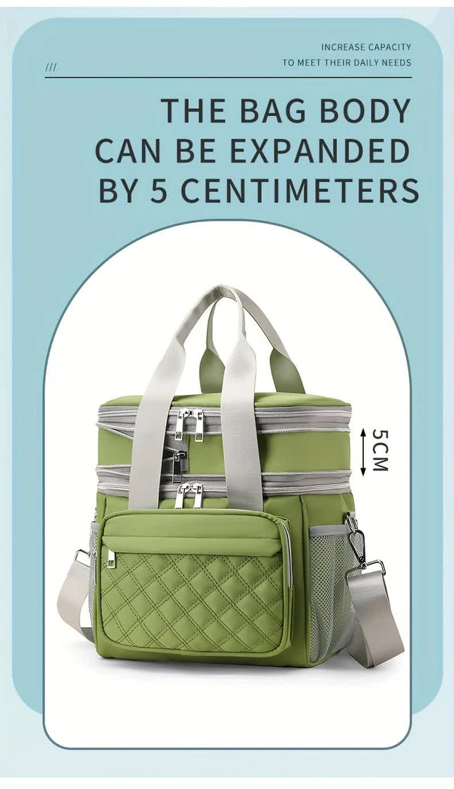 Large Capacity Travel Bag/Lunch Bag.Expandable 5cm Multi-Compartment Storage Hand/Shoulder Carry – product detail