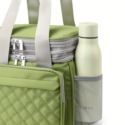 Large Capacity Travel Bag / Lunch Bag. Expandable 5cm, Multi-Compartment Storage, Hand/Shoulder Carry, Multi-Color Portable for Trips.black