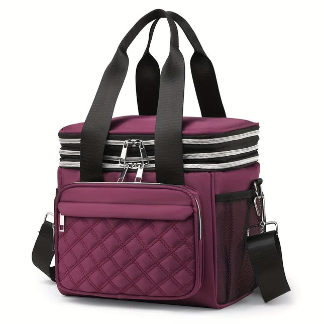 purple Large Capacity Travel Bag/Lunch Bag.Expandable 5cm Multi-Compartment Storage Hand/Shoulder Carry
