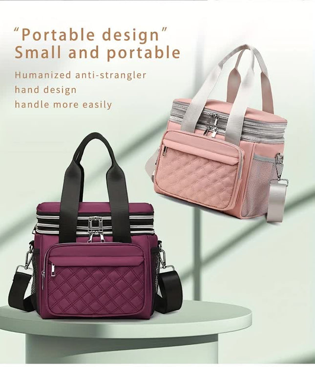 purple Large Capacity Travel Bag/Lunch Bag.Expandable 5cm Multi-Compartment Storage Hand/Shoulder Carry – product detail